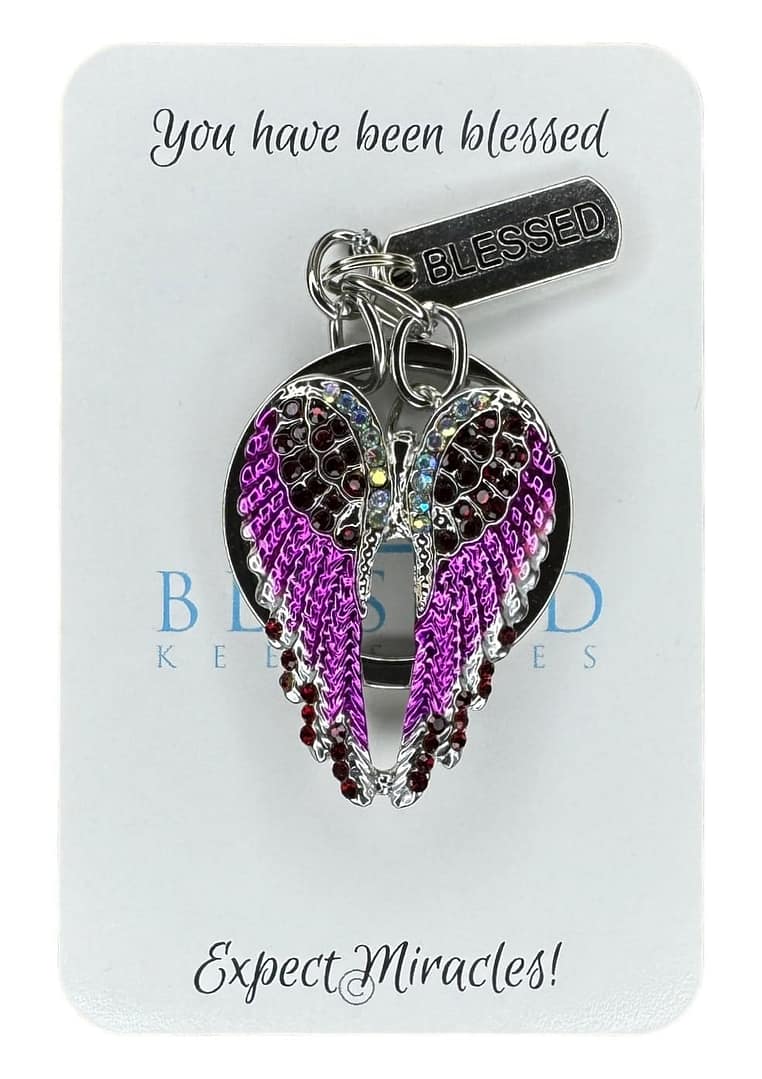 key ring with angel wings